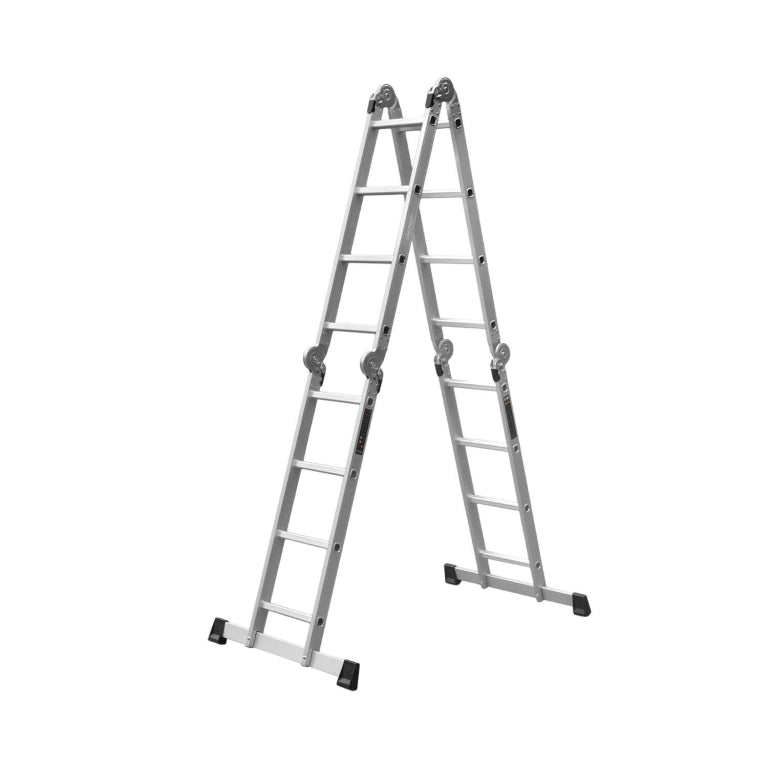 Escalera articulada de aluminio Dnipro-M MP-46 4x4 con 16 peldaños, 4,6 m y soportes anchos