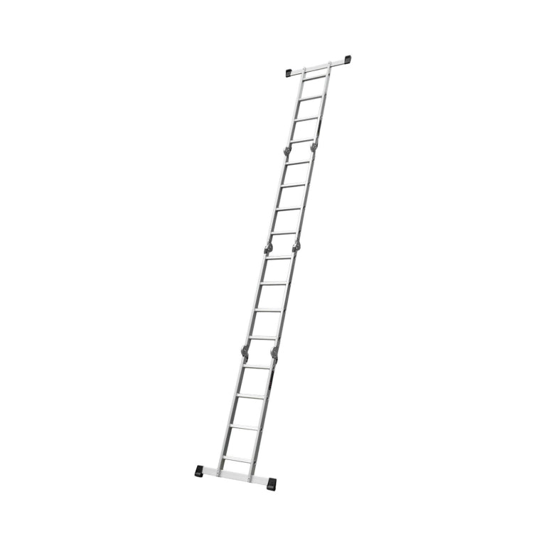 Escalera articulada de aluminio Dnipro-M MP-46 4x4 con 16 peldaños, 4,6 m y soportes anchos