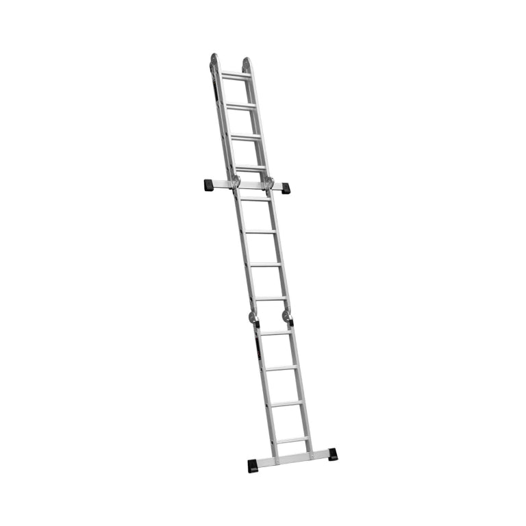 Escalera articulada de aluminio Dnipro-M MP-46 4x4 con 16 peldaños, 4,6 m y soportes anchos