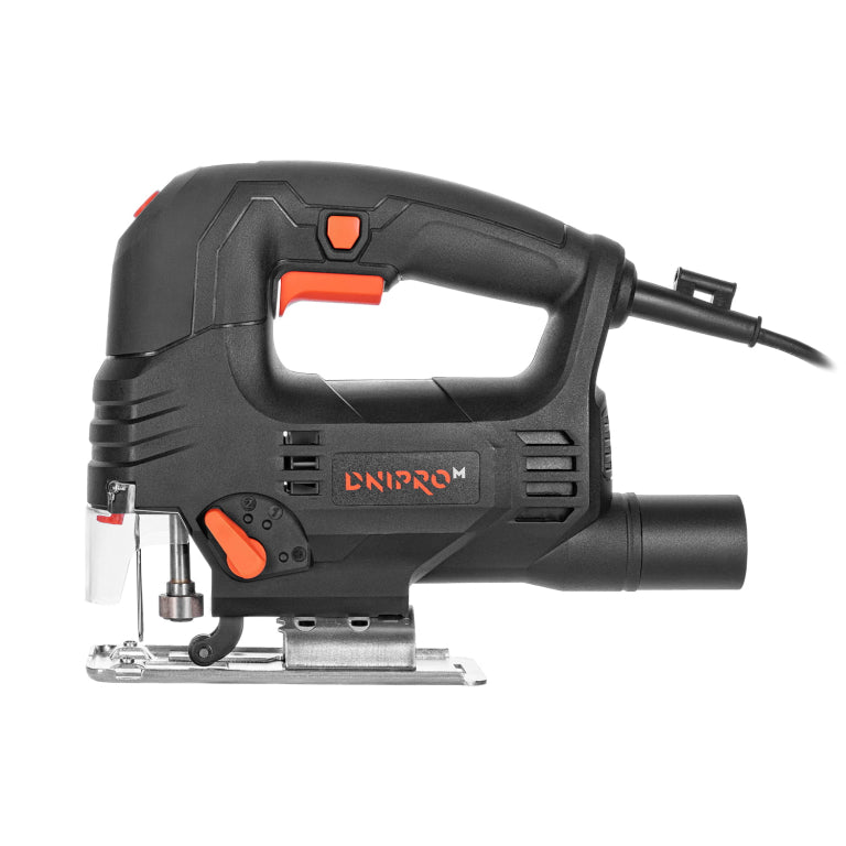 Sierra de Calar Eléctrica Dnipro-M JS-65LX – Potencia 650W, Sistema de Cambio Rápido Quick Lock, Acción Pendular de 4 Etapas, Capacidad de Corte 65mm en Madera y Soplador de Polvo