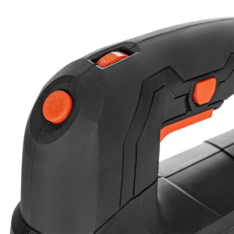 Sierra de Calar Eléctrica Dnipro-M JS-65LX – Potencia 650W, Sistema de Cambio Rápido Quick Lock, Acción Pendular de 4 Etapas, Capacidad de Corte 65mm en Madera y Soplador de Polvo