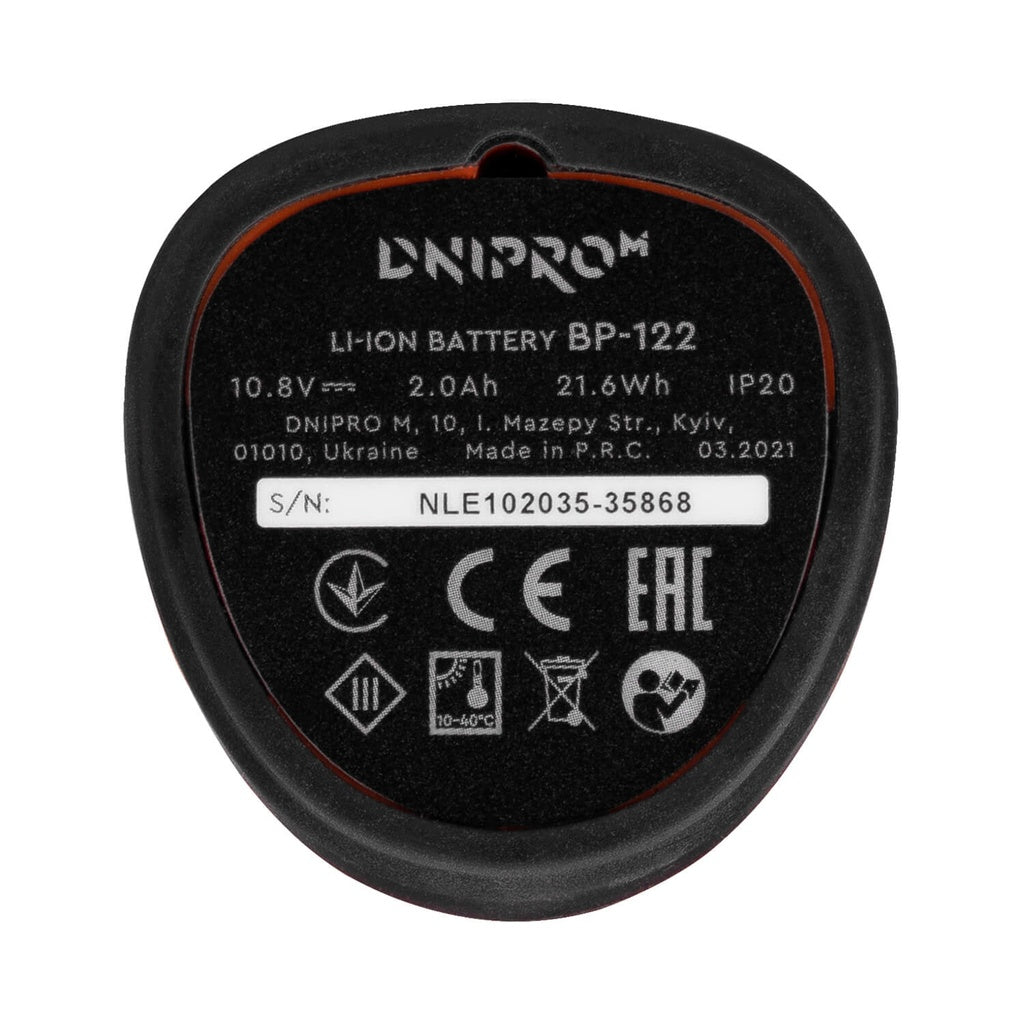 Batería de Litio Dnipro-M BP-122 12V (2 Ah) – Diseño Ultra-Compacto, Ligera y Eficiente para Herramientas de la Gama 12V