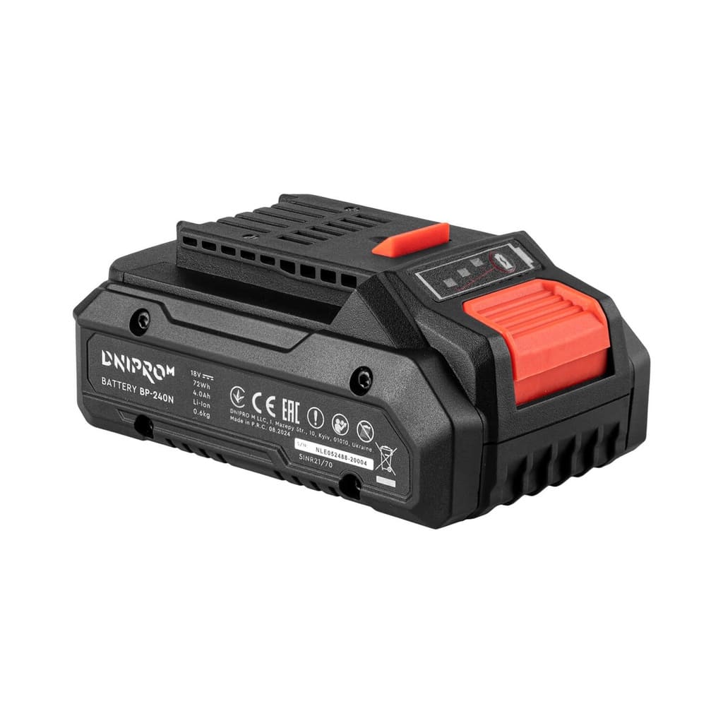 Batería de Litio Dnipro-M BP-240N 20V (4 Ah) – Versión Compacta Ultra-Ligera con Celdas Premium Samsung