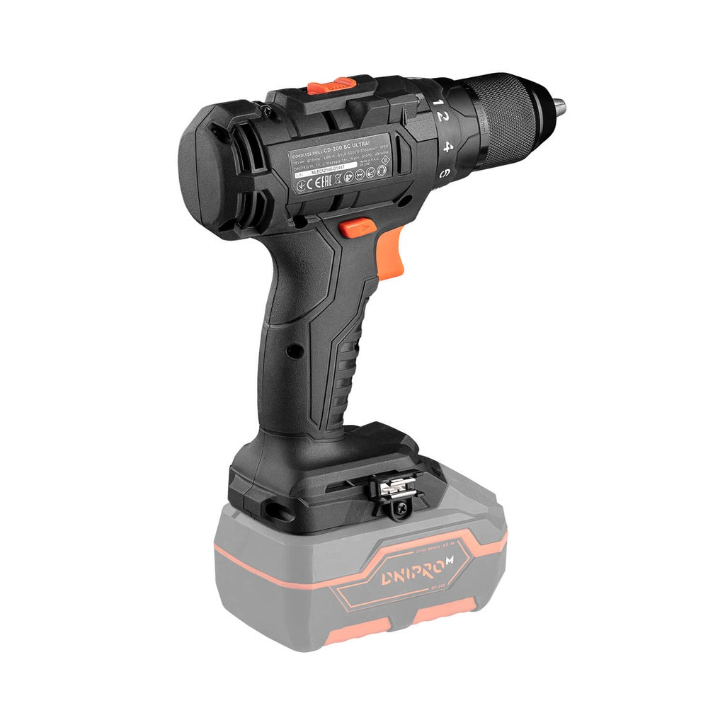 Taladro Atornillador a Batería Brushless Dnipro-M CD-200BC ULTRA – Par de Apriete 60 Nm, Portabrocas Metálico de 13 mm, y Sistema 20V (Sin Batería)