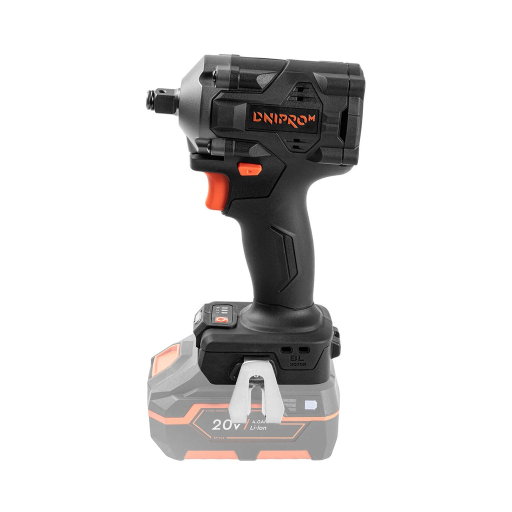 Llave de Impacto a Batería Dnipro-M DTW-201BC Compact 20V – Kit Profesional con Motor Brushless, Par de 350 Nm, Batería 4Ah y Cargador Rápido