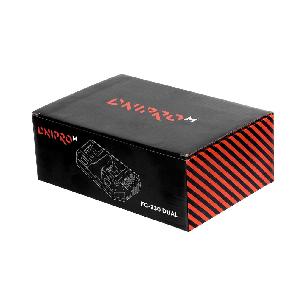 Cargador Doble Rápido Dnipro-M FC-230 Dual 20V – Estación de Carga Simultánea Inteligente para Dos Baterías